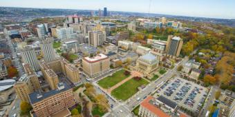 Arial view of Pitt Campus